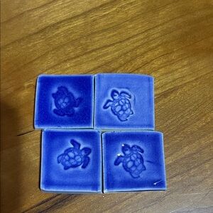 Blue Ceramic Turtle Accent Tiles - Set of 58